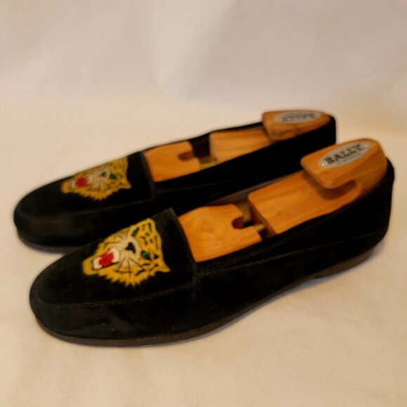 SOLD OUT 80s SUSAN BENNIS WARREN EDWARDS Loafer Men's BLK Suede Leather Tiger - Picture 4 of 13